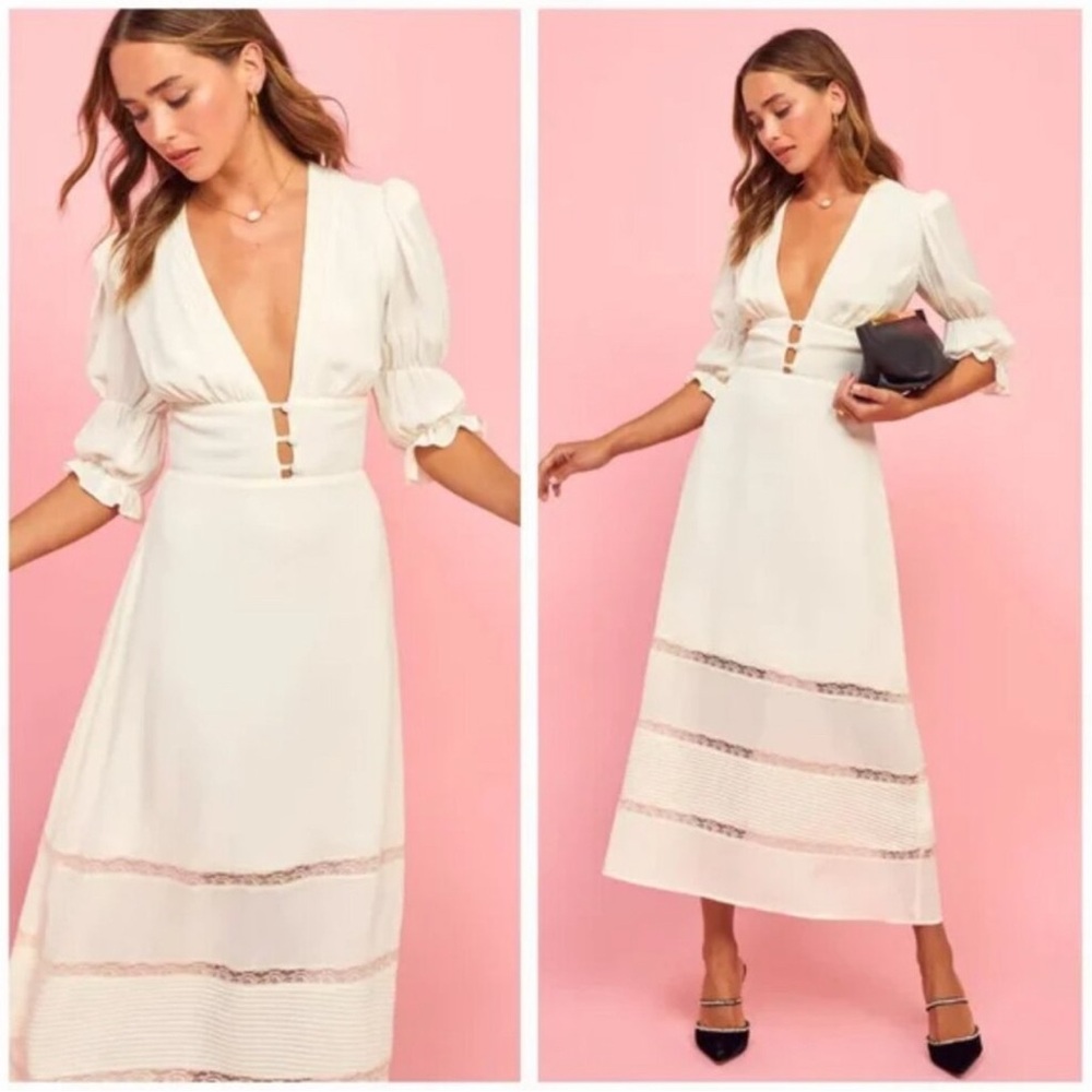 Reformation Ginny Dress in White. Size 2.